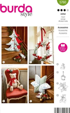 Burda Schnittmuster 5760 Accessoires Weihnachten