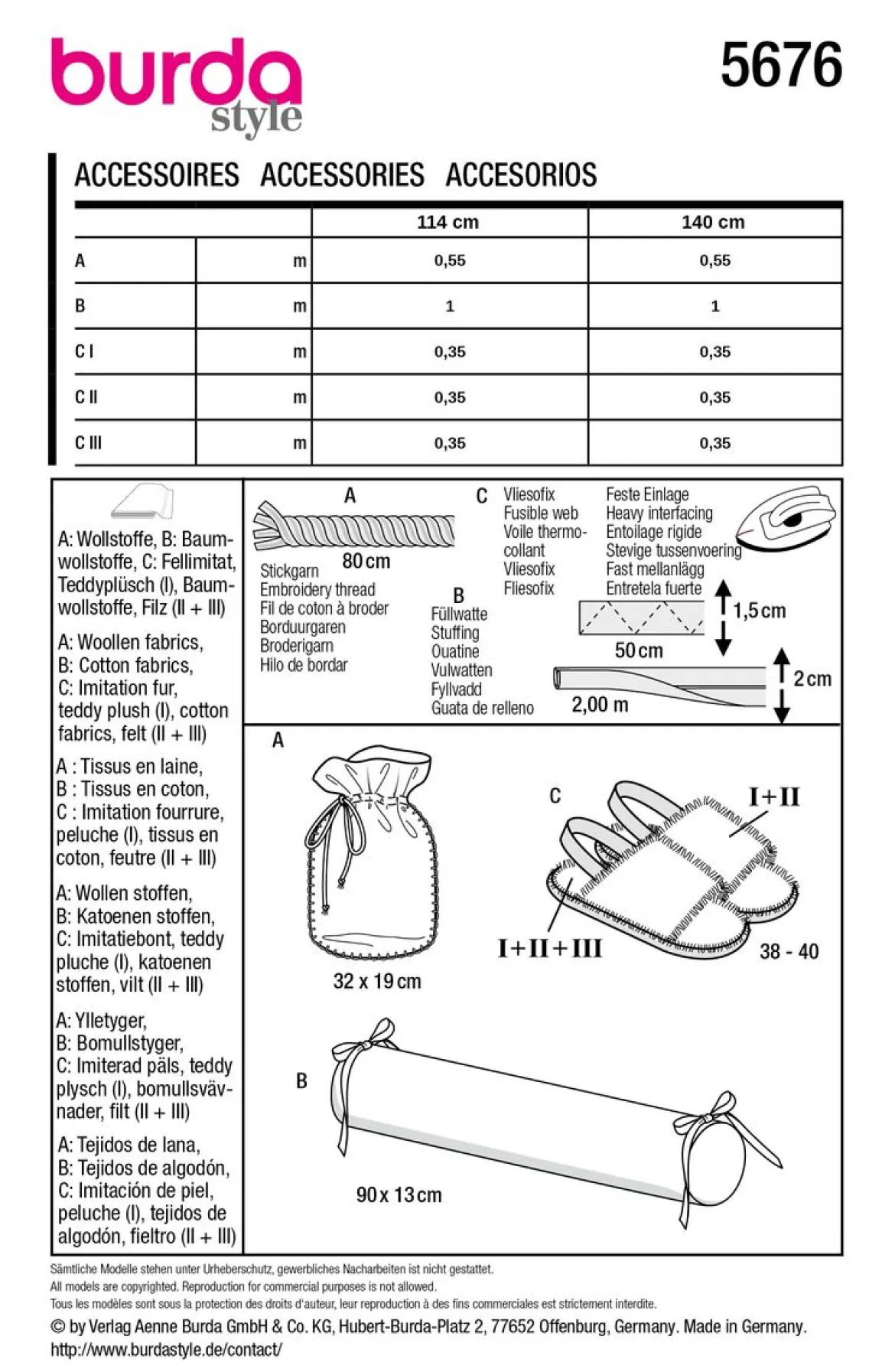 Burda Schnittmuster 5676 Accessoires