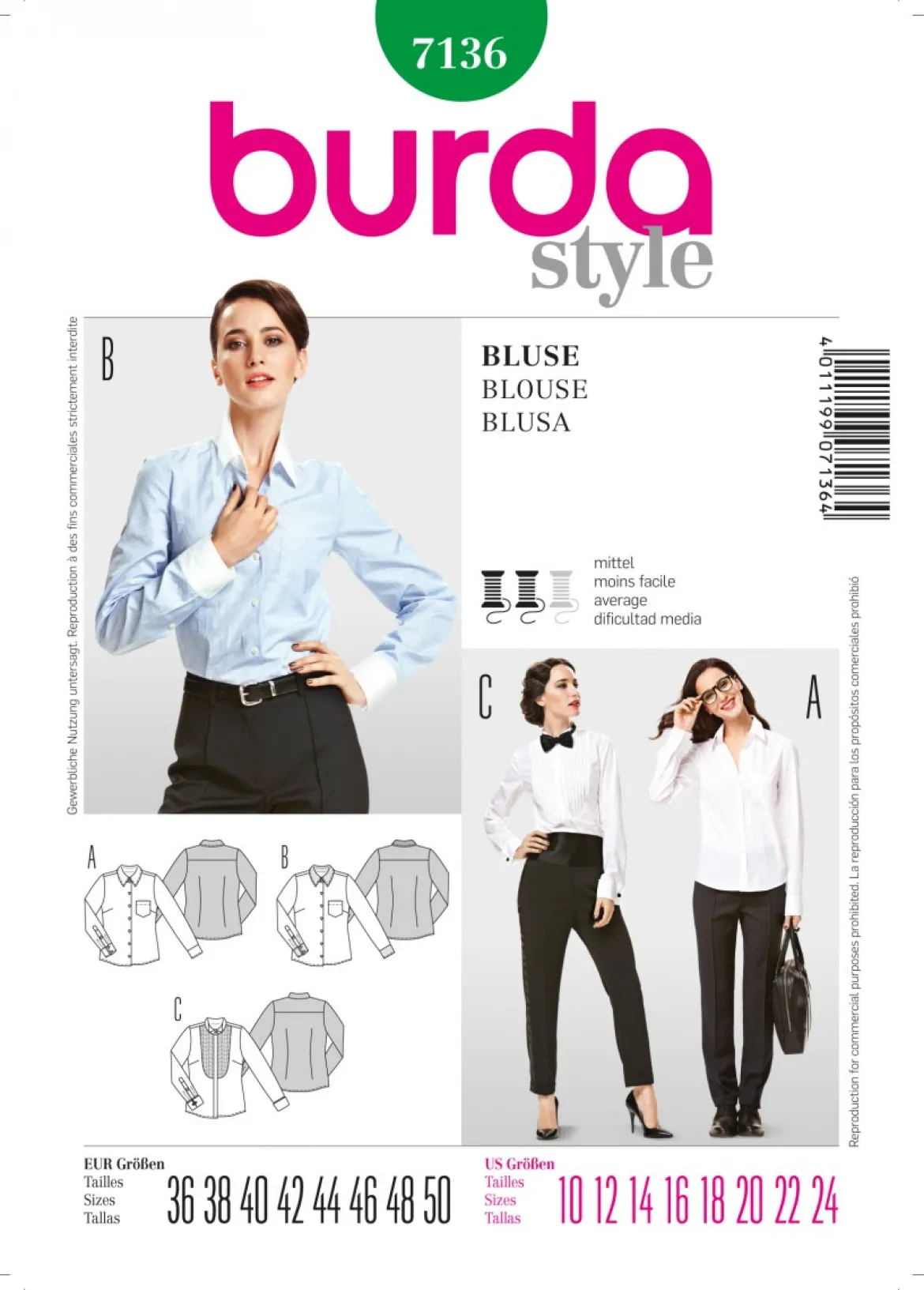 Burda Schnittmuster 7136 Bluse