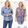 Burda Schnittmuster 6614 Damen Bluse Größe 44-56
