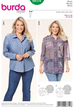 Burda Schnittmuster 6614 Damen Bluse Größe 44-56