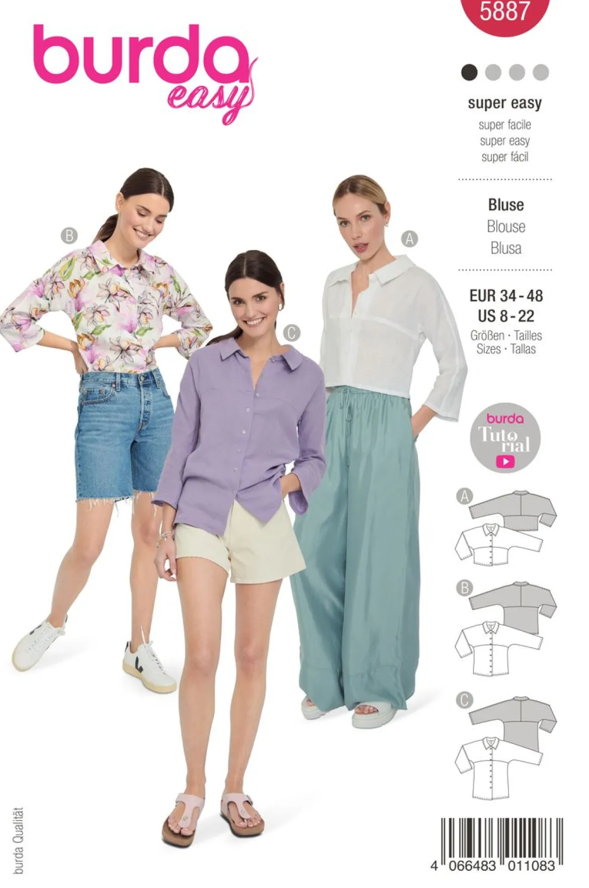 Burda Schnittmuster 5887 Damen Bluse
