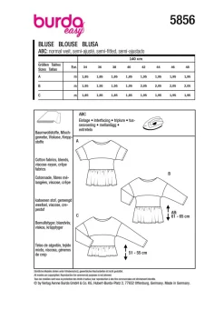 Burda Schnittmuster 5856 Damen Bluse