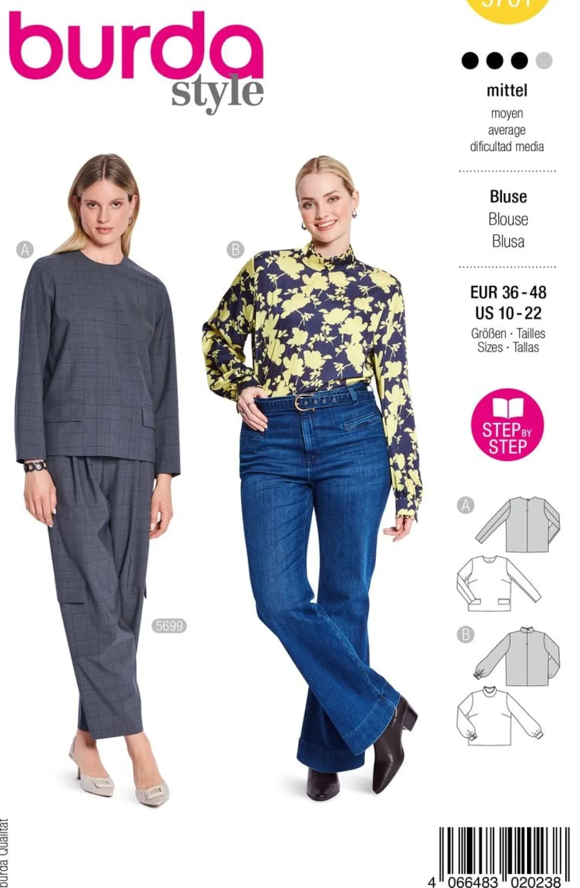 Burda Schnittmuster 5701 Damen Bluse
