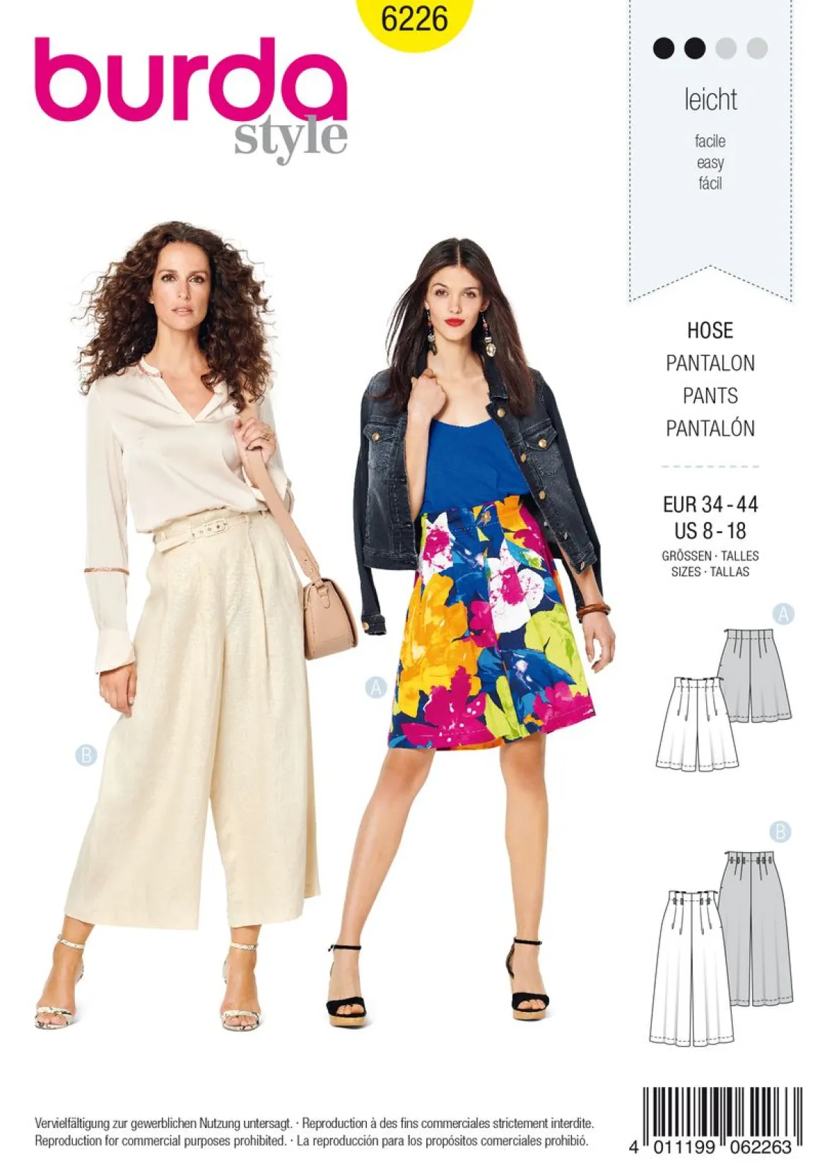 Burda Schnittmuster 6226 Damen Hose