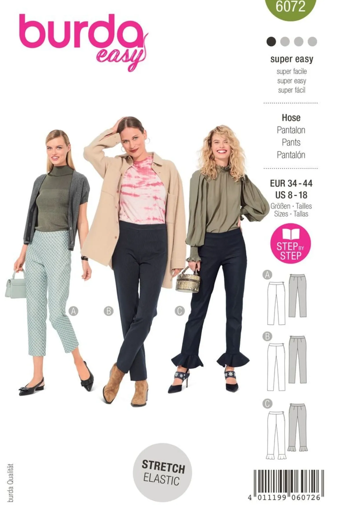 Burda Schnittmuster 6072 Damen Hose