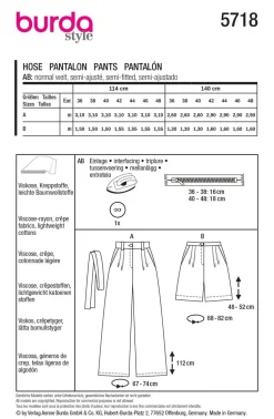 Burda Schnittmuster 5718 Damen Hose