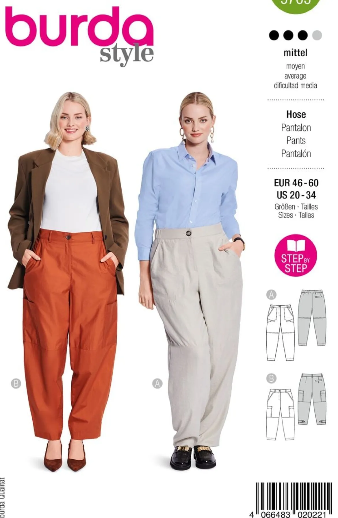 Burda Schnittmuster 5703 Damen Hose