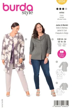 Burda Schnittmuster 6034 Damen Jacke Mantel
