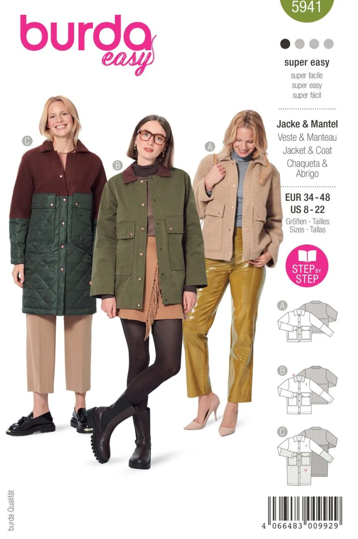 Burda Schnittmuster 5941 Damen Jacke & Mantel