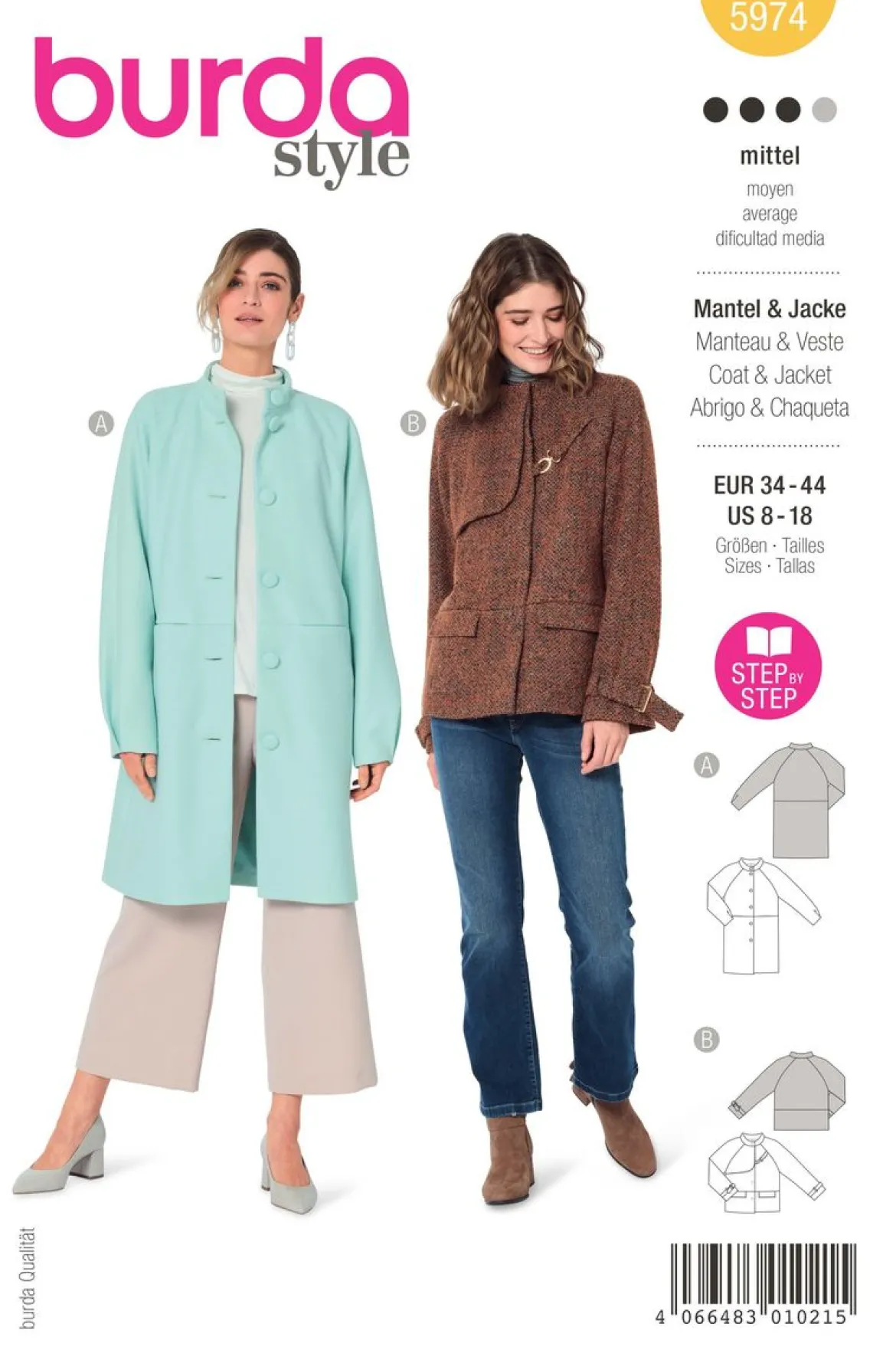 Burda Schnittmuster 5974 Damen Jacke & Mantel