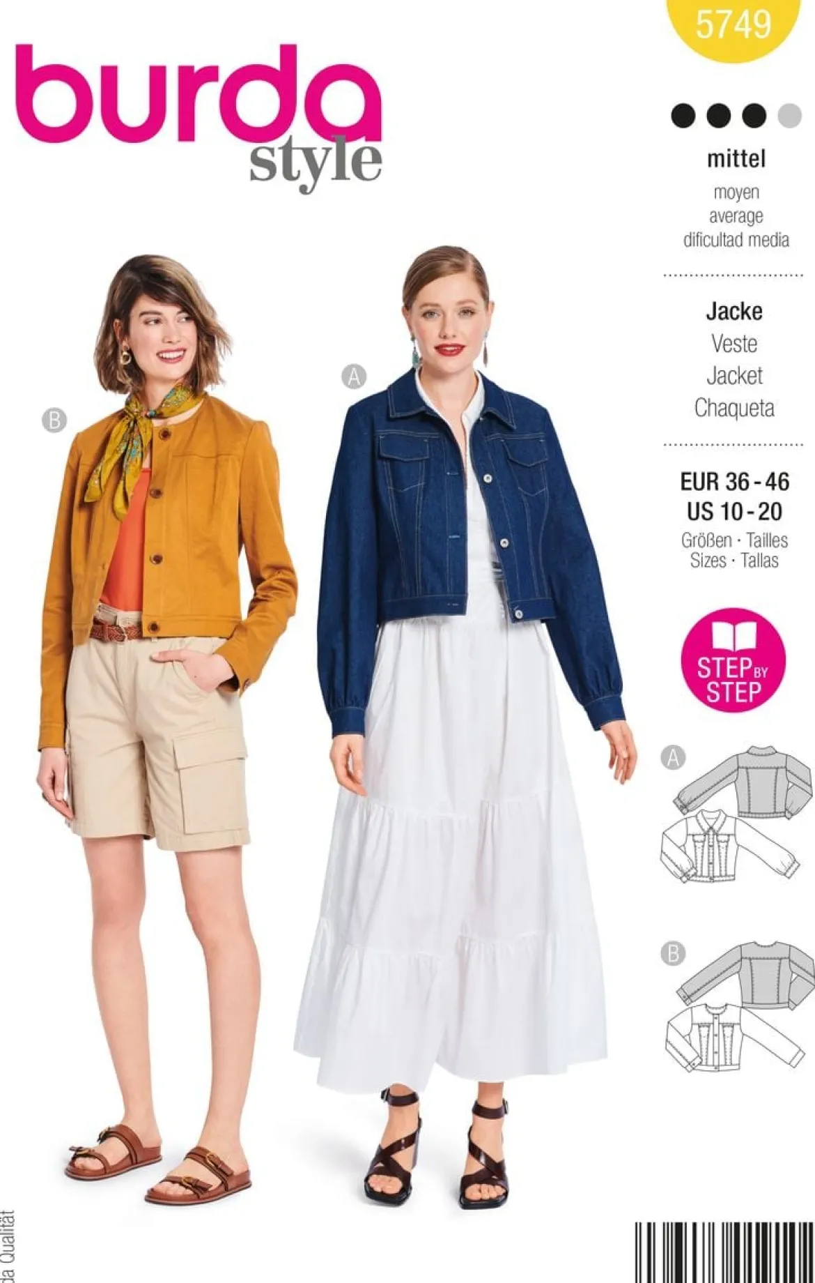 Burda Schnittmuster 5749 Damen Jacke