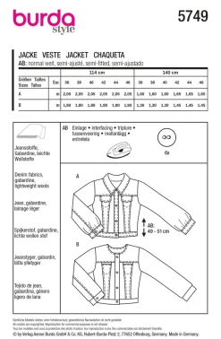 Burda Schnittmuster 5749 Damen Jacke