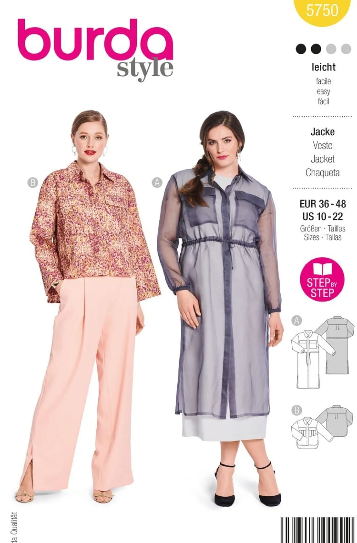 Burda Schnittmuster 5750 Damen Jacke