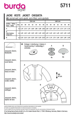 Burda Schnittmuster 5711 Damen Jacke