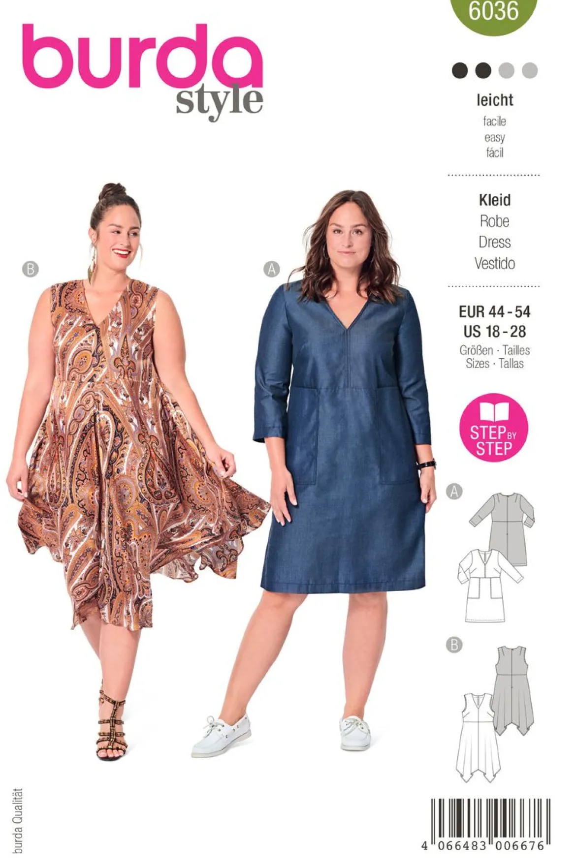 Burda Schnittmuster 6036 Damen Kleid