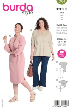 Burda Schnittmuster 5934 Damen Kleid Bluse