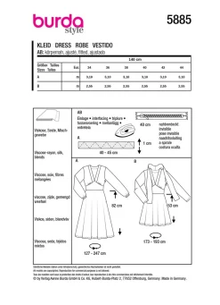 Burda Schnittmuster 5885 Damen Kleid