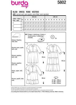 Burda Schnittmuster 5802 Damen Kleid