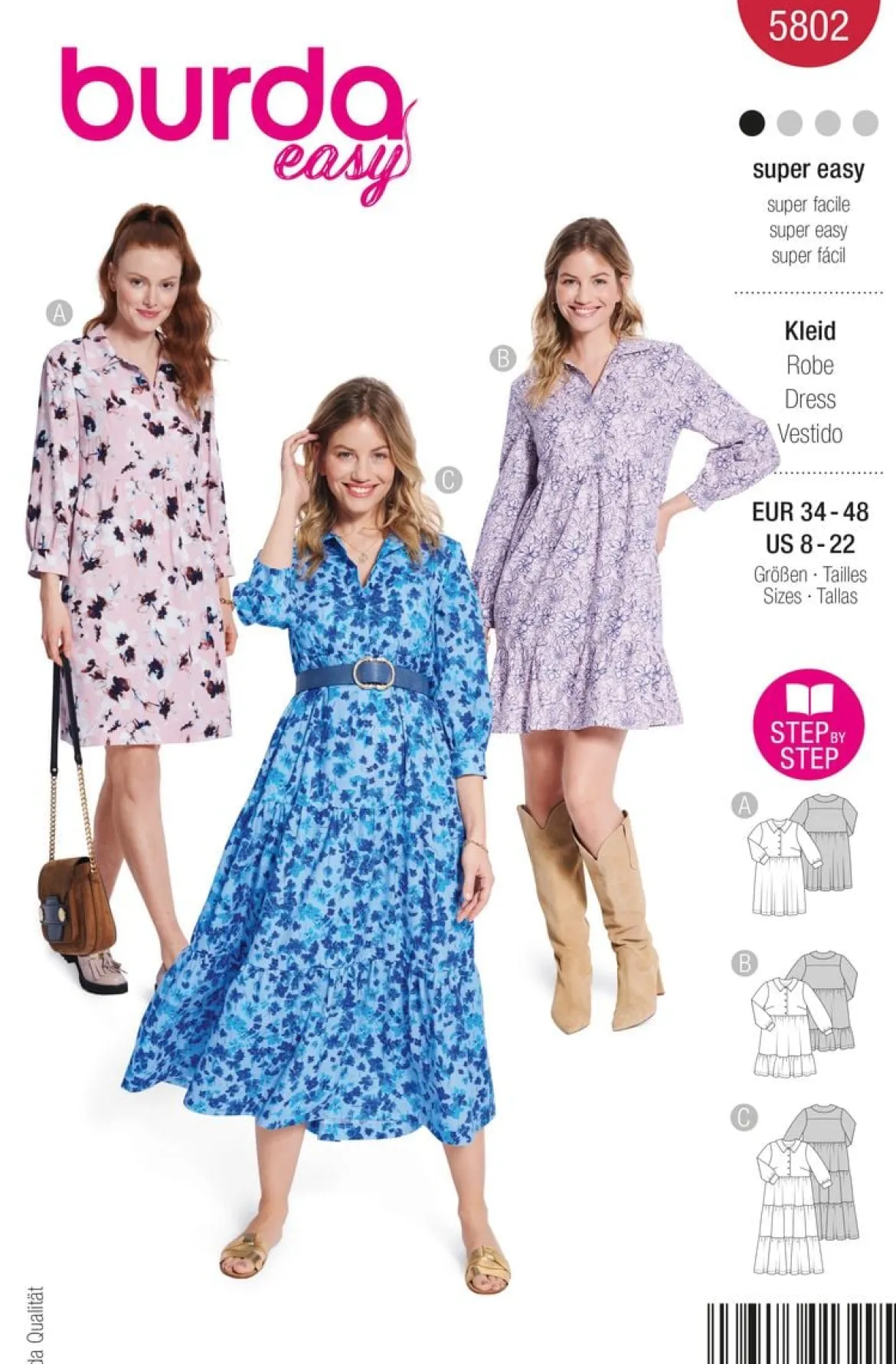 Burda Schnittmuster 5802 Damen Kleid