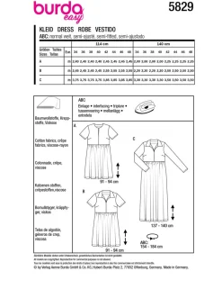 Burda Schnittmuster 5829 Damen Kleid
