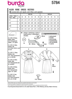 Burda Schnittmuster 5784 Damen Kleid