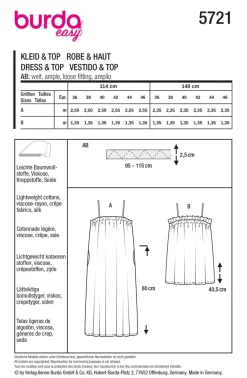 Burda Schnittmuster 5721 Damen Kleid & Top
