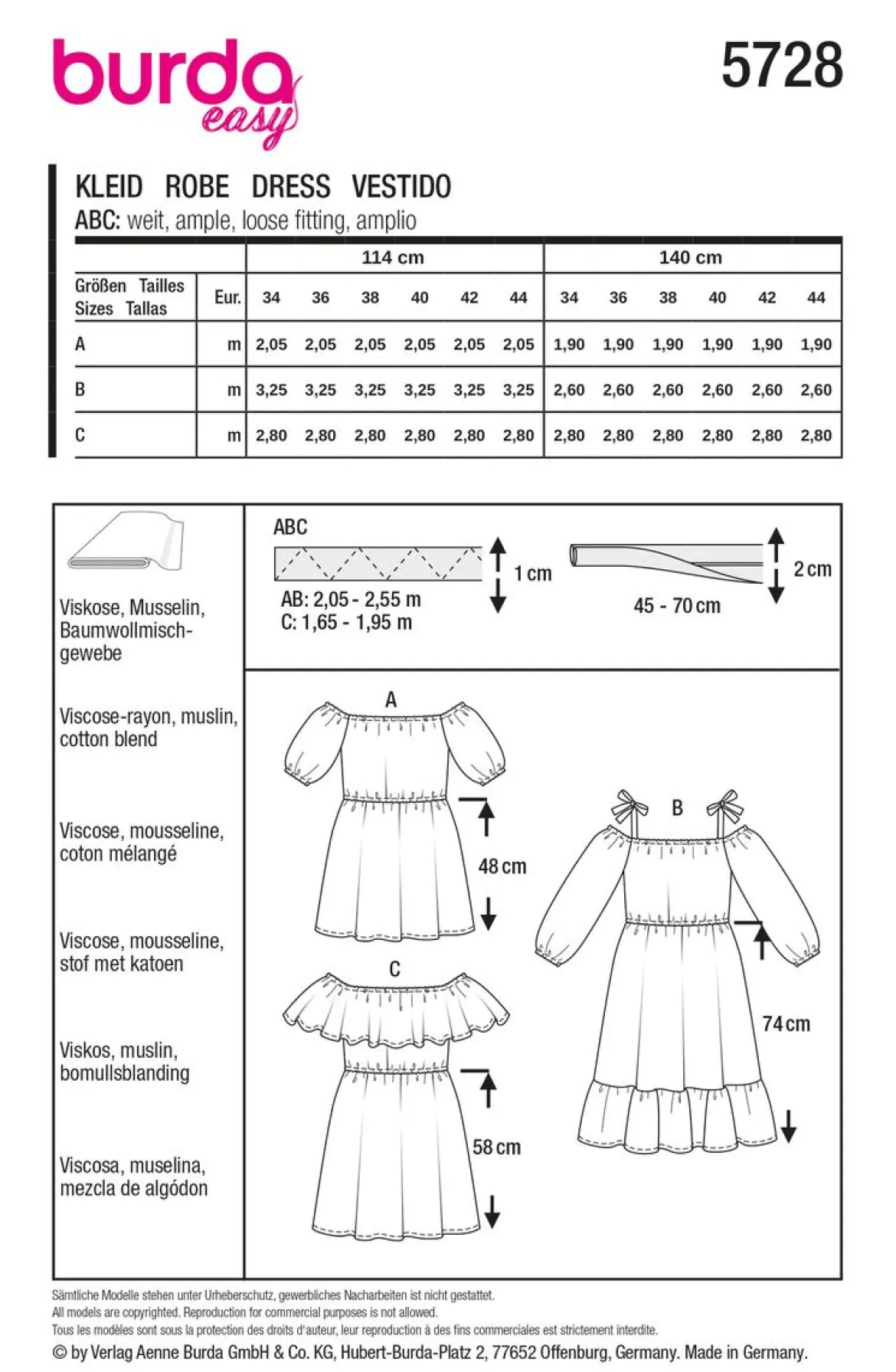 Burda Schnittmuster 5728 Damen Kleid