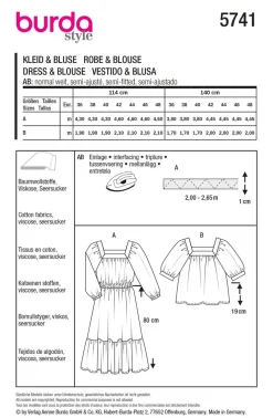 Burda Schnittmuster 5741 Damen Kleid & Bluse