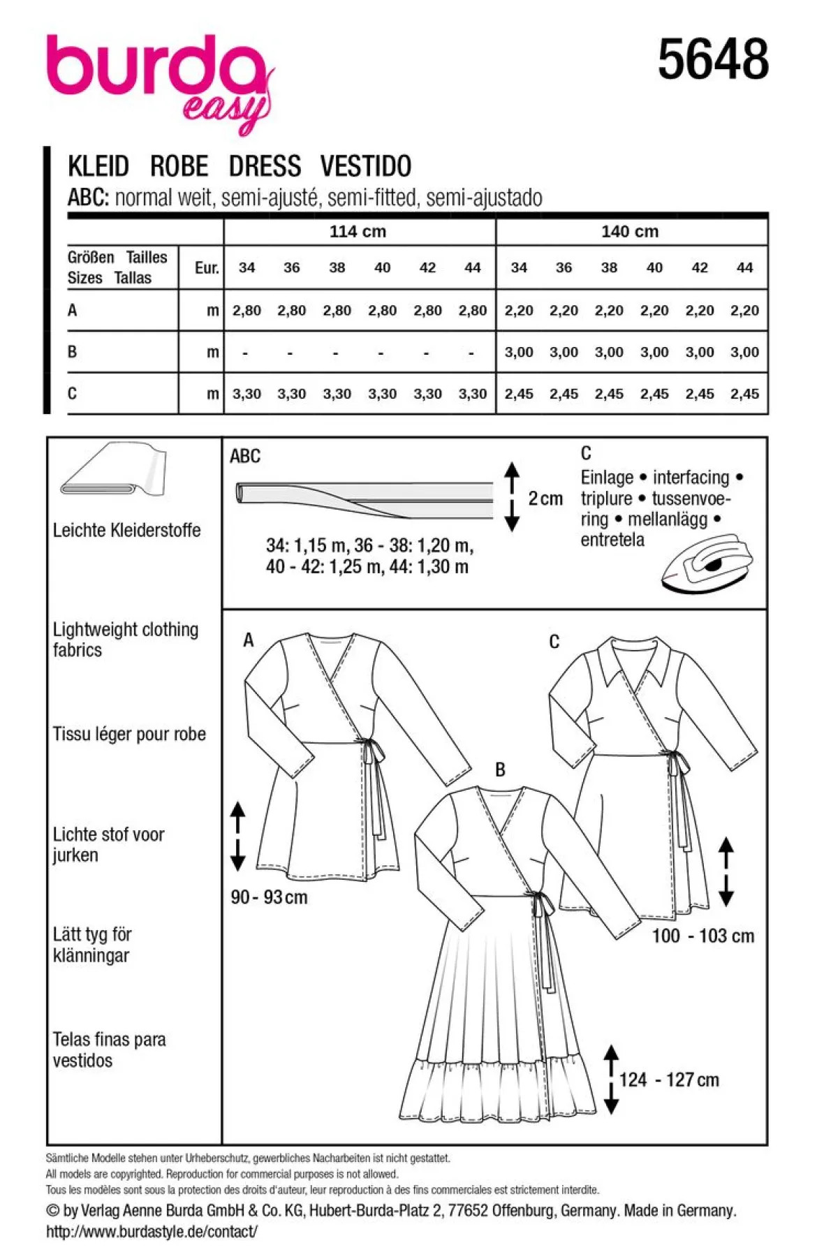 Burda Schnittmuster 5648 Damen Kleid