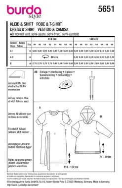Burda Schnittmuster 5651 Damen Kleid und Shirt
