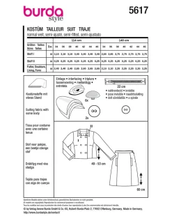 Burda Schnittmuster 5617 Damen Kostüm