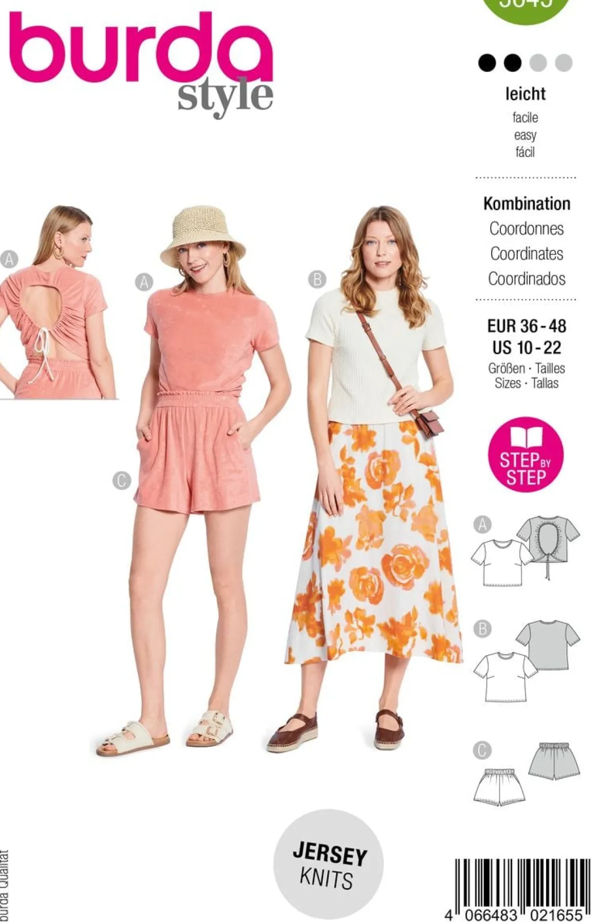 Burda Schnittmuster 5645 Damen Kombination Shirt und Shorts