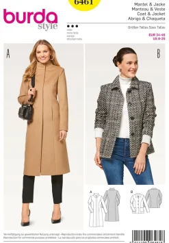Burda Schnittmuster 6461 Damen Mantel und Jacke Größe 34-46