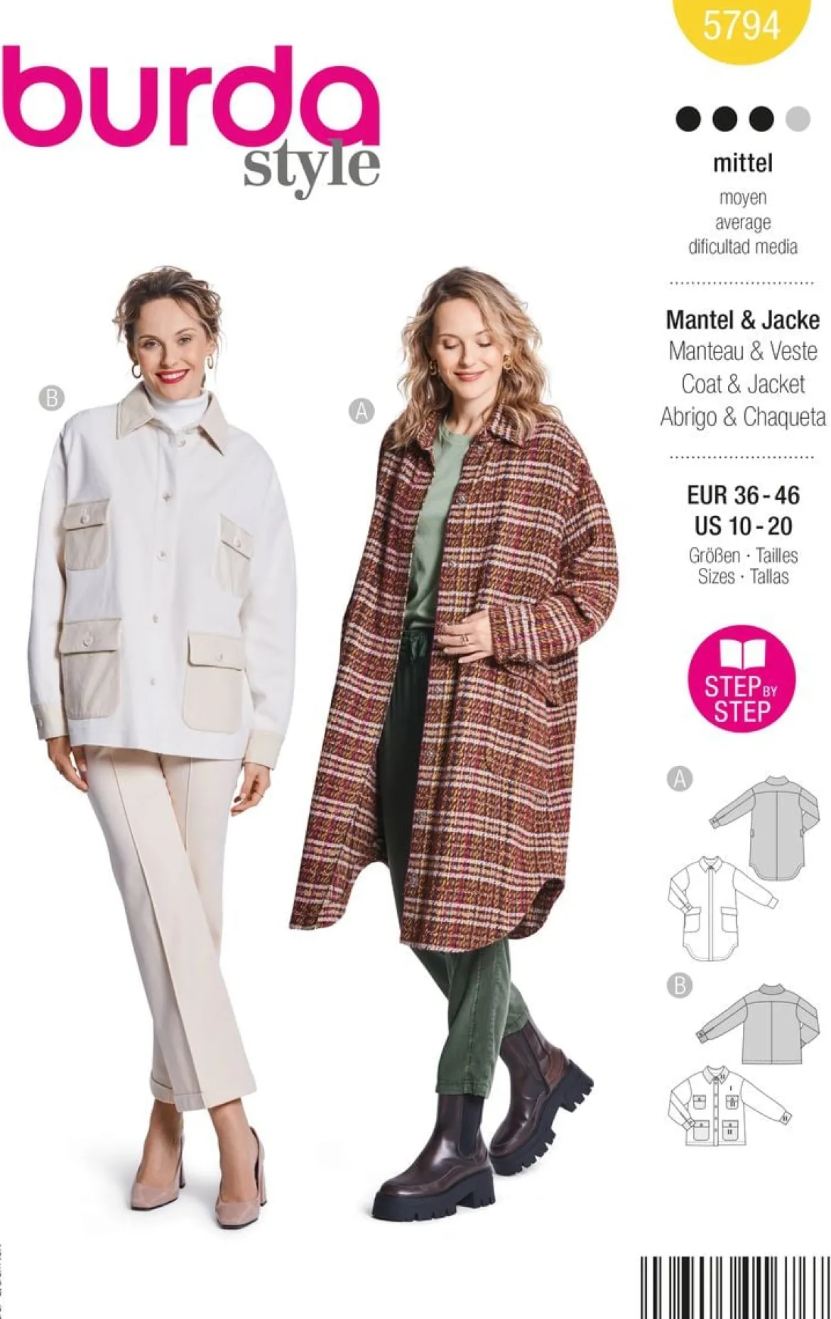 Burda Schnittmuster 5794 Damen Mantel & Jacke