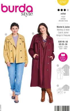 Burda Schnittmuster 5747 Damen Mantel & Jacke