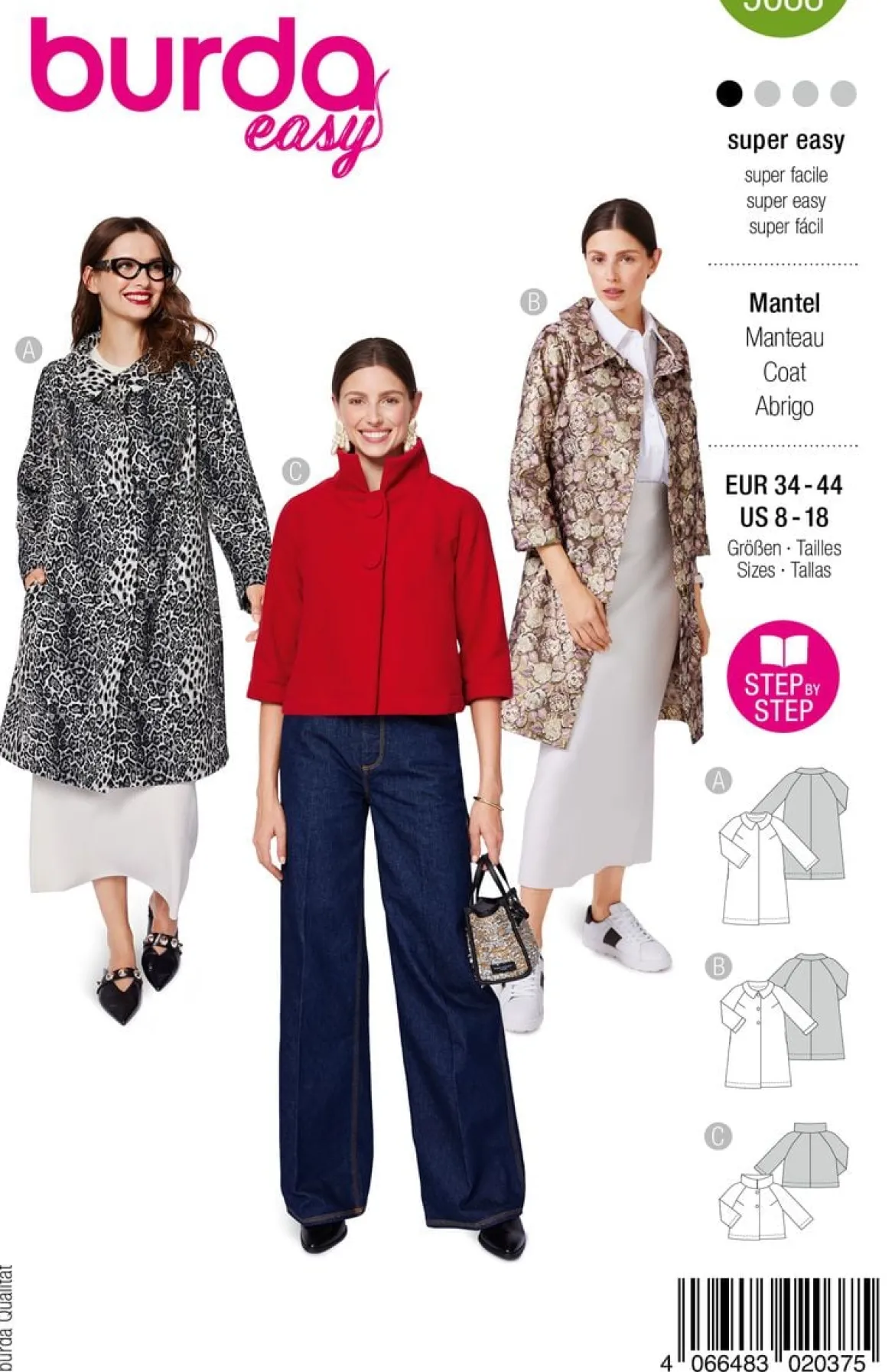 Burda Schnittmuster 5688 Damen Mantel