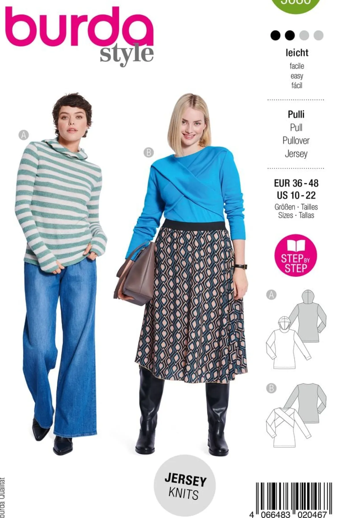 Burda Schnittmuster 5680 Damen Pulli
