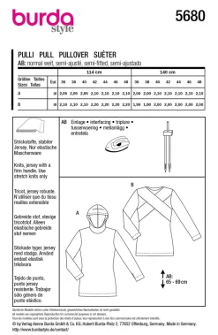 Burda Schnittmuster 5680 Damen Pulli