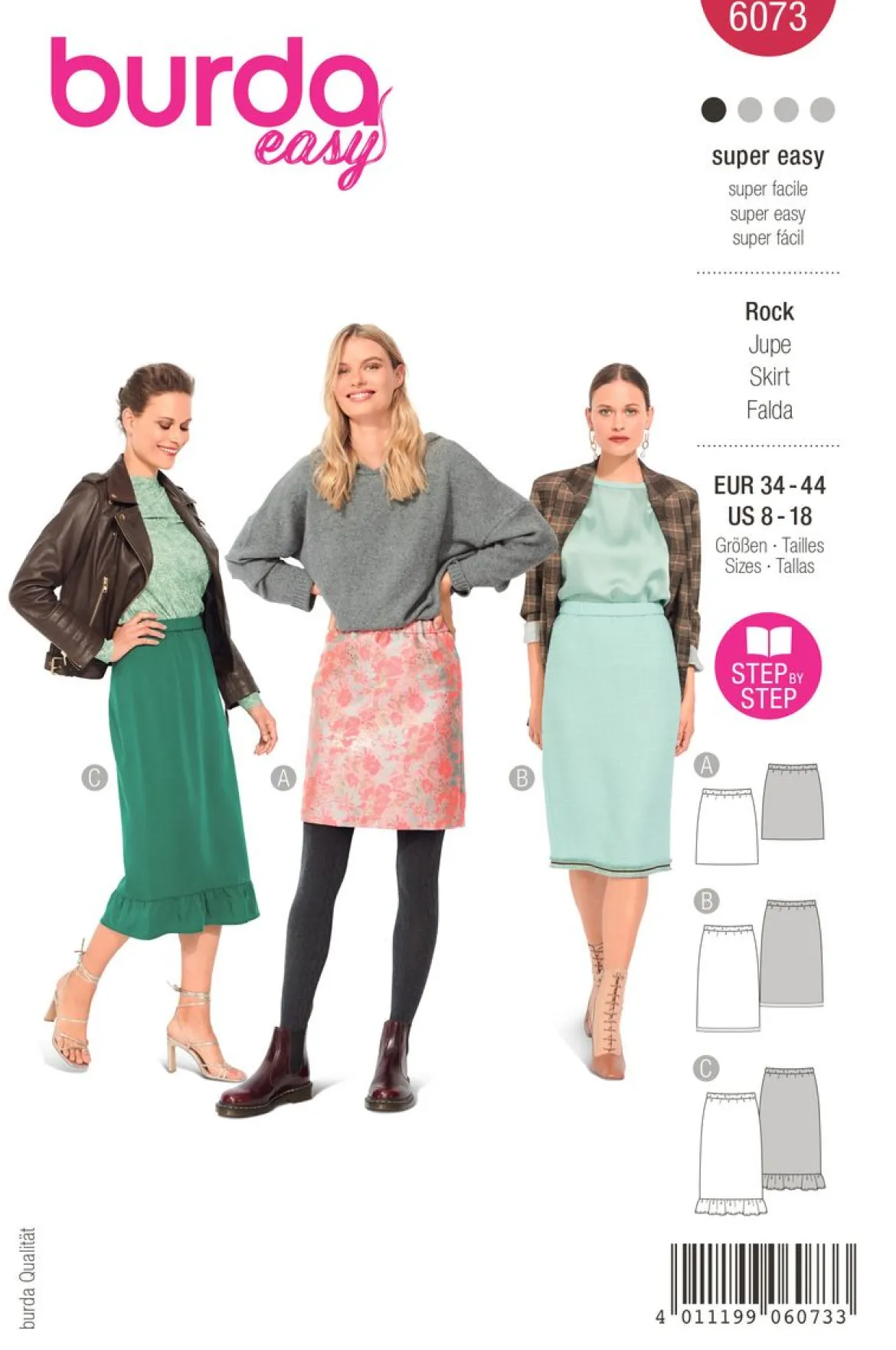 Burda Schnittmuster 6073 Damen Rock