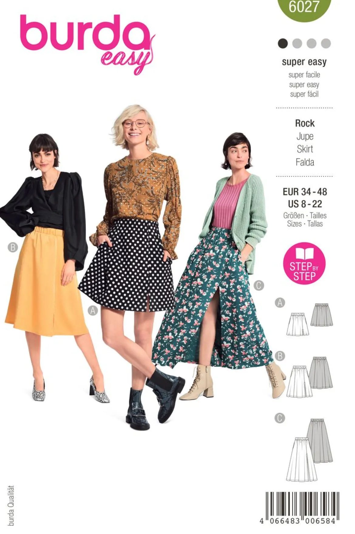 Burda Schnittmuster 6027 Damen Rock