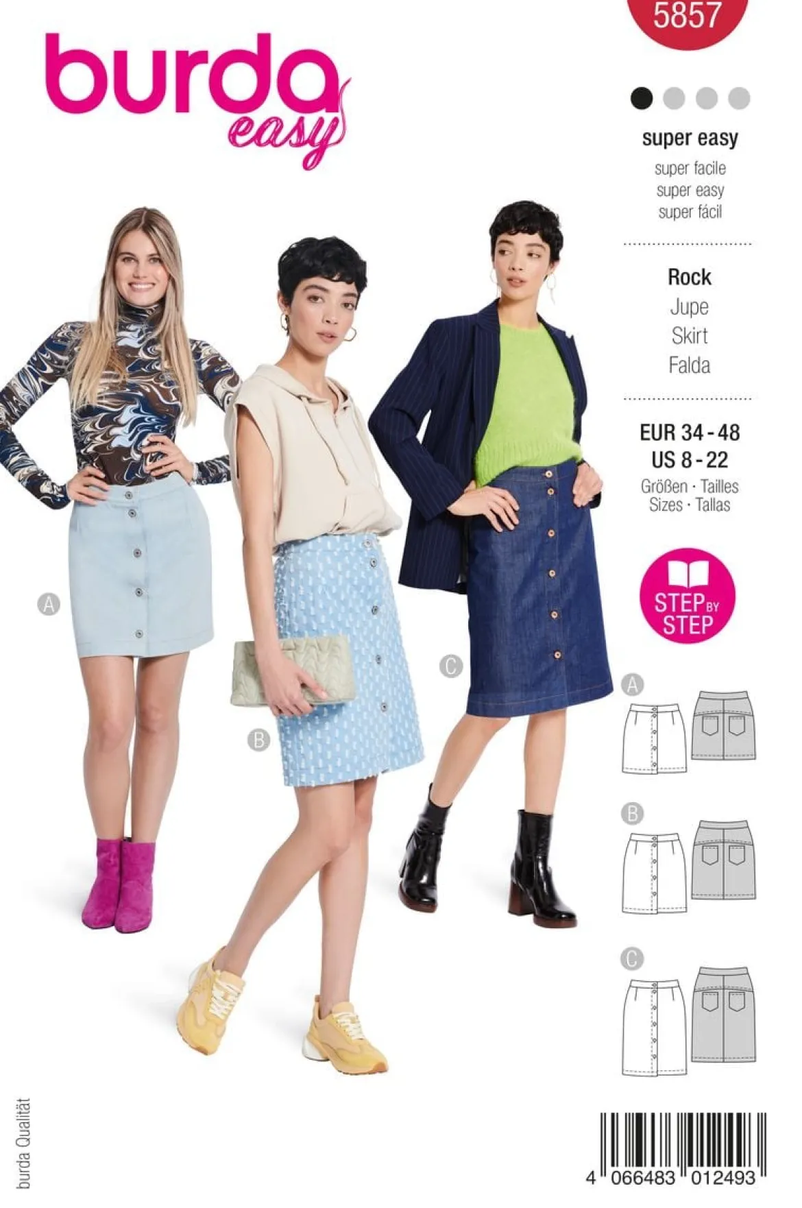 Burda Schnittmuster 5857 Damen Rock