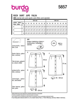 Burda Schnittmuster 5857 Damen Rock