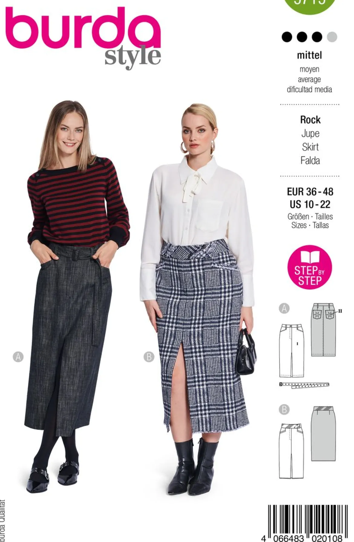 Burda Schnittmuster 5715 Damen Rock