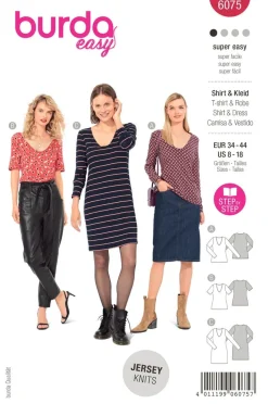 Burda Schnittmuster 6075 Damen Shirt Kleid
