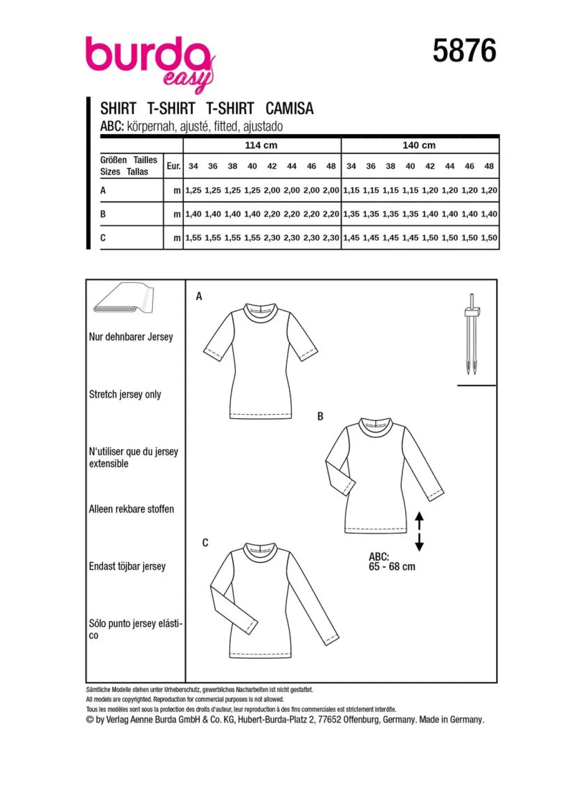 Burda Schnittmuster 5876 Damen Shirt