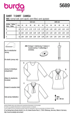 Burda Schnittmuster 5689 Damen Shirt