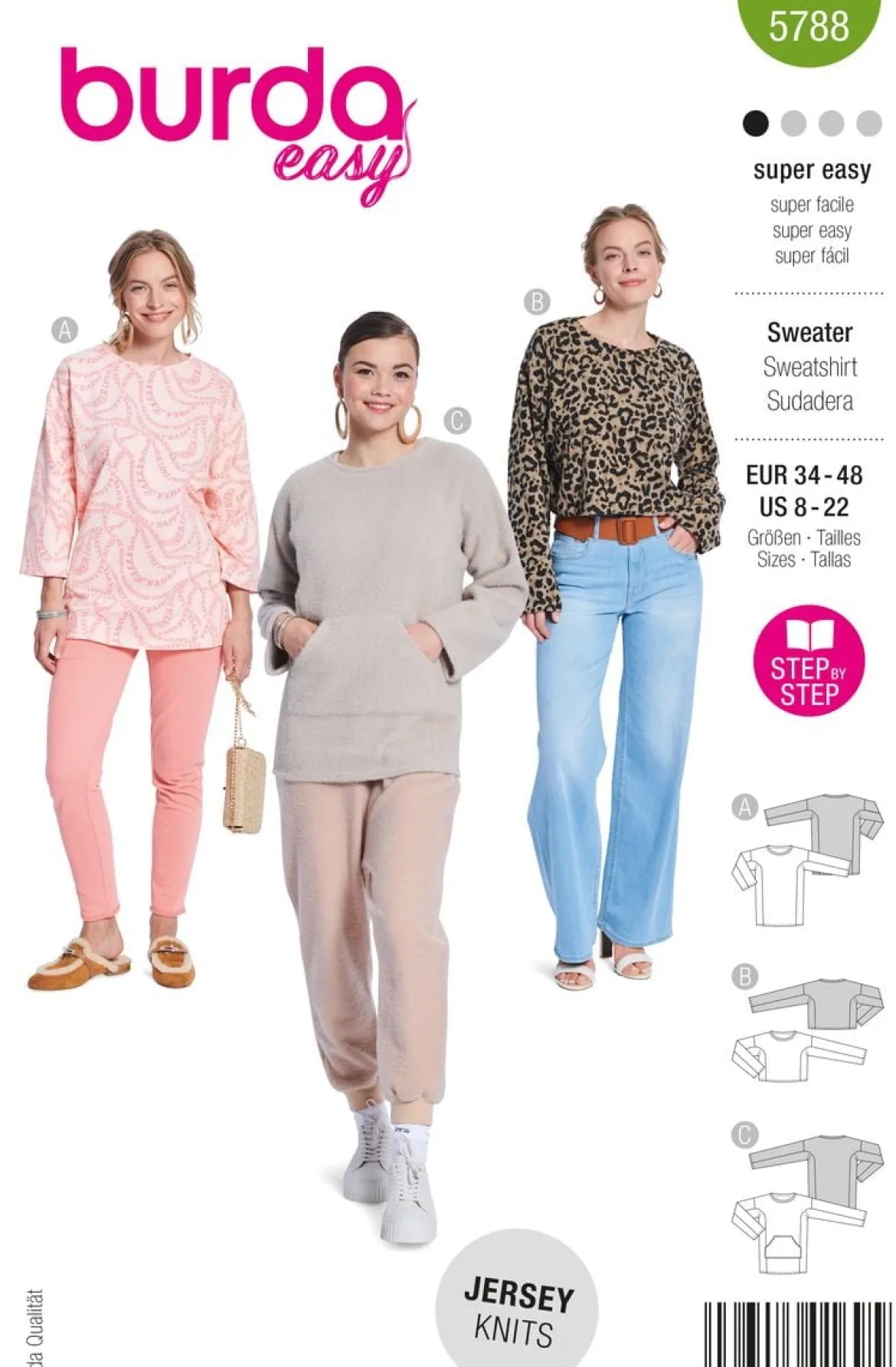 Burda Schnittmuster 5788 Damen Sweater