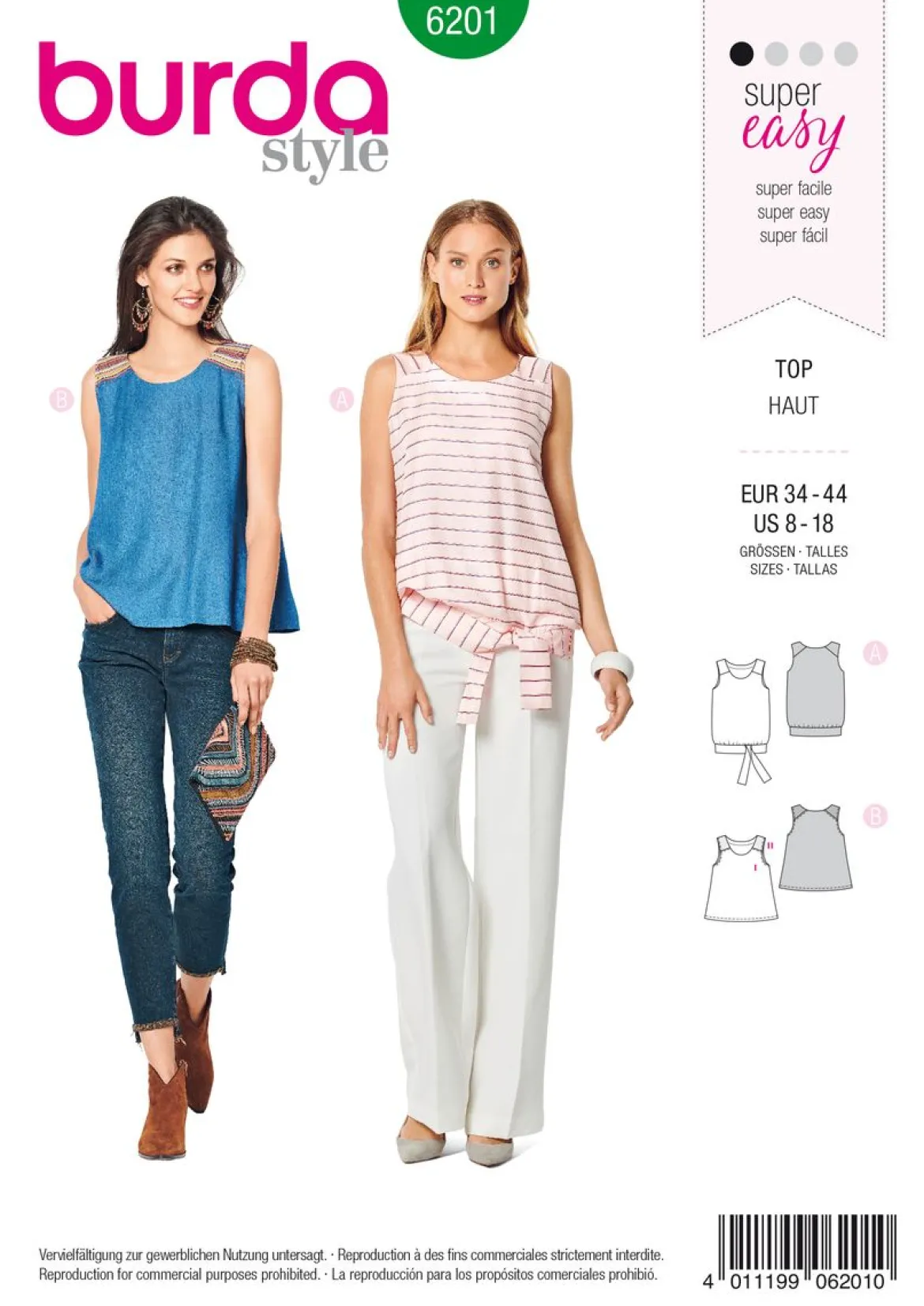 Burda Schnittmuster 6201 Damen Top