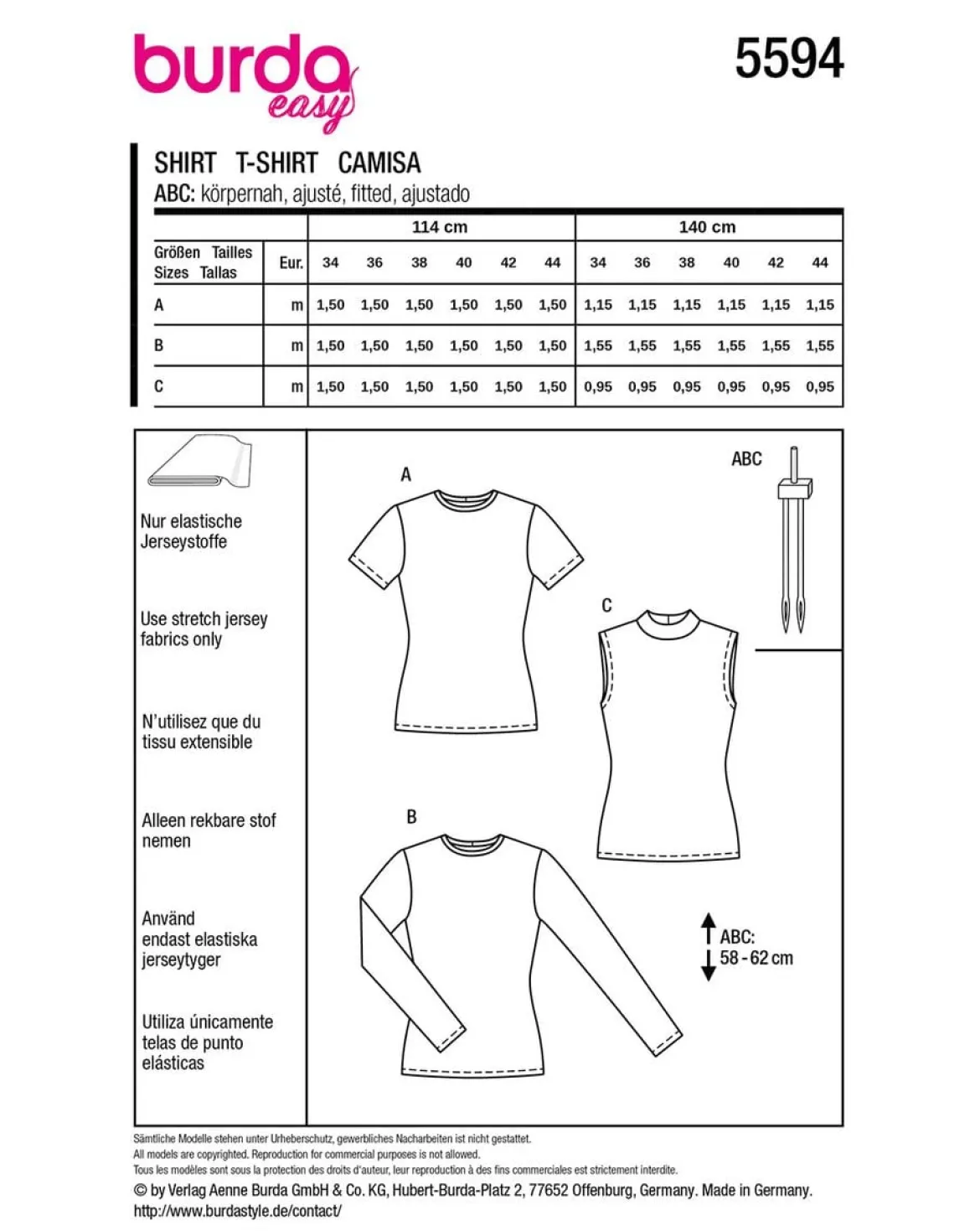 Burda Schnittmuster 5594 Damen Top